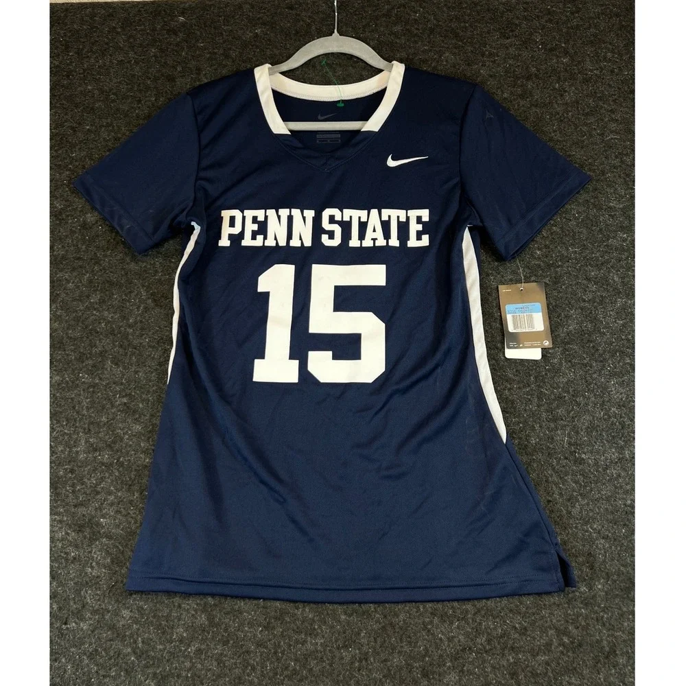 Nike Penn State Jersey Womens M Blue Lacrosse Dri Fit Swoosh NCAA Sample 707104